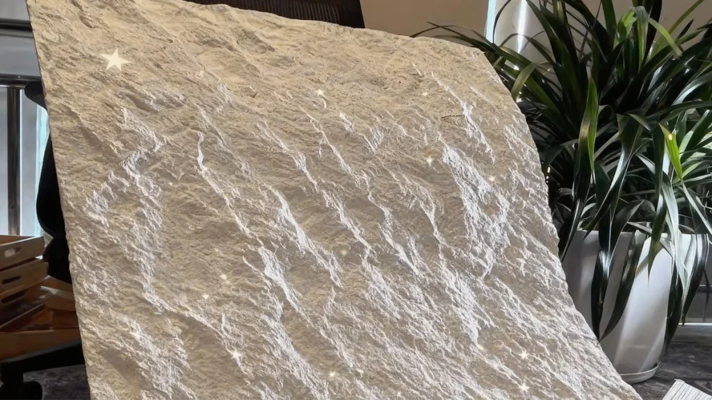 Flexible decorative wall sheet shown bending